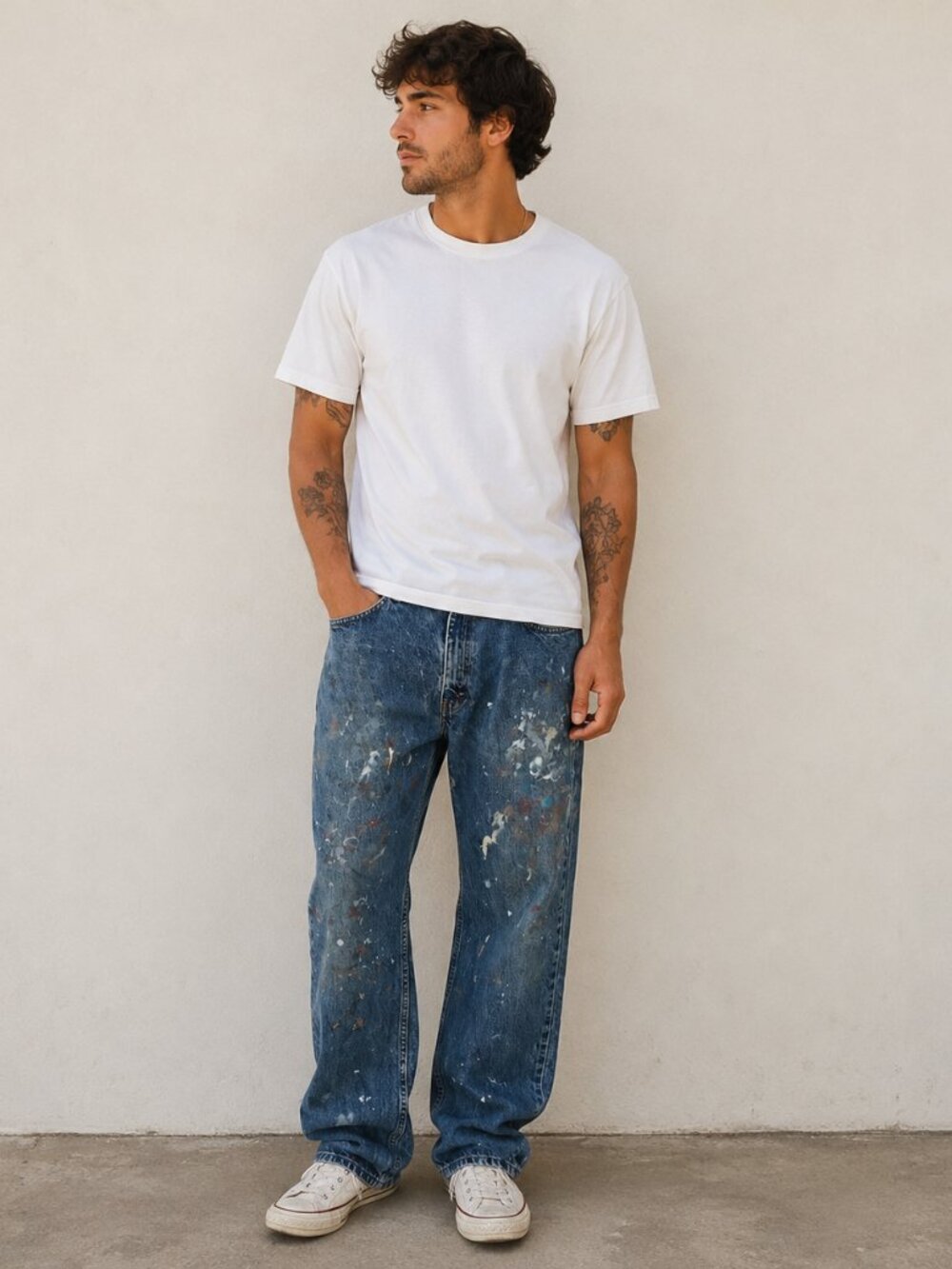 Vintage Faded Glory Thrashed Distressed Straight Leg Jeans 34 x 32